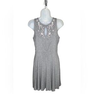 Candies Junior's Grey Embroidered Sleeveless Aline Dress  Fit And Flare Sz Small